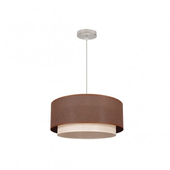 Distribuidor - Lâmpadas Diversas | Colgantes Clássicas | COLGANTE DOBLE 1L. MARRON/BEIS CILIND (50/40/REG) Ref: 2.810/50-MARR/BEIS